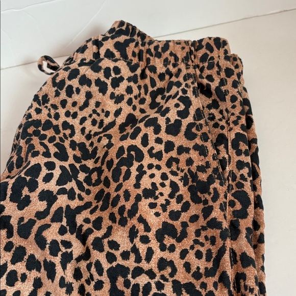Gap pull on wide leg leopard print linen blend pants draw string pockets - Picture 12 of 16